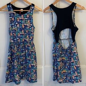 Aztec Pattern Dress | Open Back and Skulls/Bones